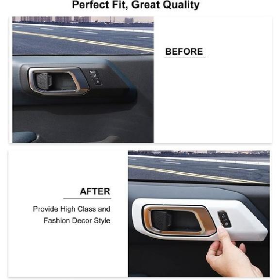 Inner Door Handle Bowl Decor Cover Bezels for 21+ Ford Bronco White Accessories