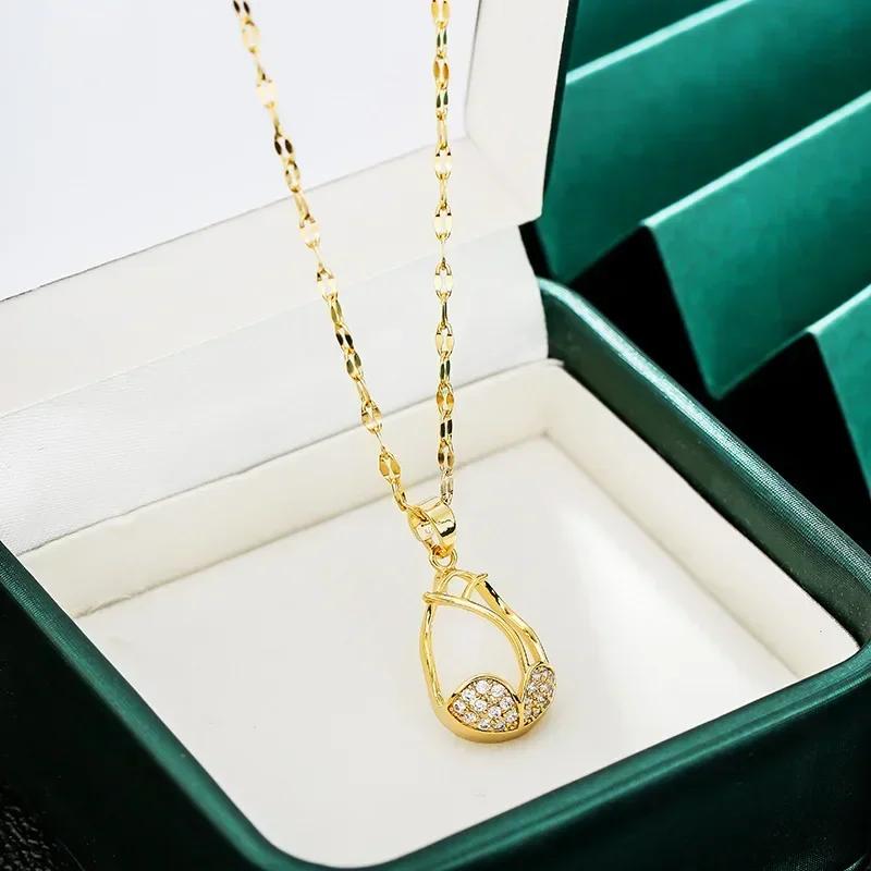 New Korean Fashion Tulip Pendant Necklace Premium Niche Design Jewelry Clavicle Chain Women's Fashionable Temperament Jewelry