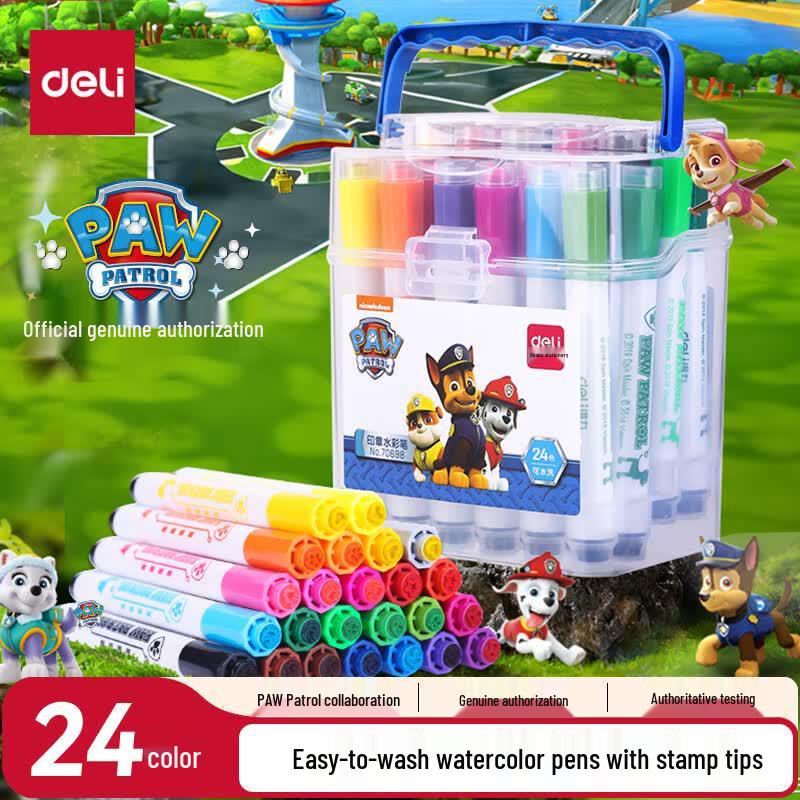 Deli Paw Patrol Washable Stamp Head Watercolor Pen Set for Kids