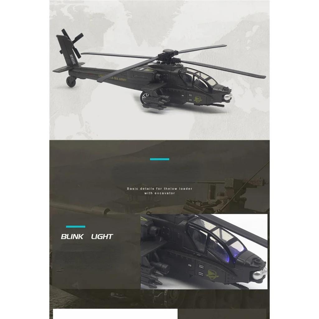 Apache Armed Helicopter Model Acoustooptic Military Aircraft Model Toy Ornament Gift FJ16