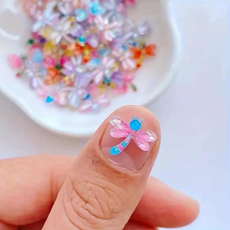 WTEMPO 110PCS Mini Cute Dragonfly Resin Decorations Flat Back Nail Art Accessories Ideal for Nail Art & Crafts Making Supplies Assortments