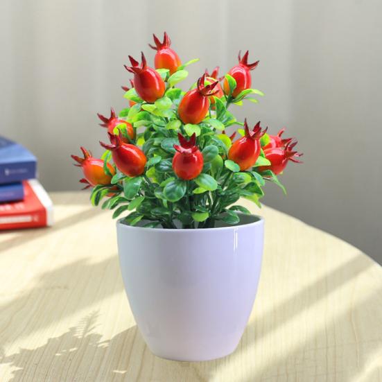Artificial Potted Plants Realistic Fake Mini Fruits Tree Home Office Table Centerpiece