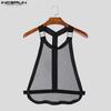 INCERUN Men Sleeveless Tank Tops Party Club Backless Hollow Mesh Vest