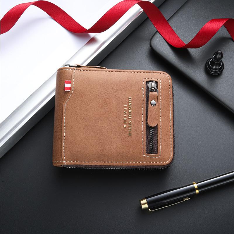 Schoolbag new business men's short wallet, multi-card large-capacity personalized zipper ID bag wallet