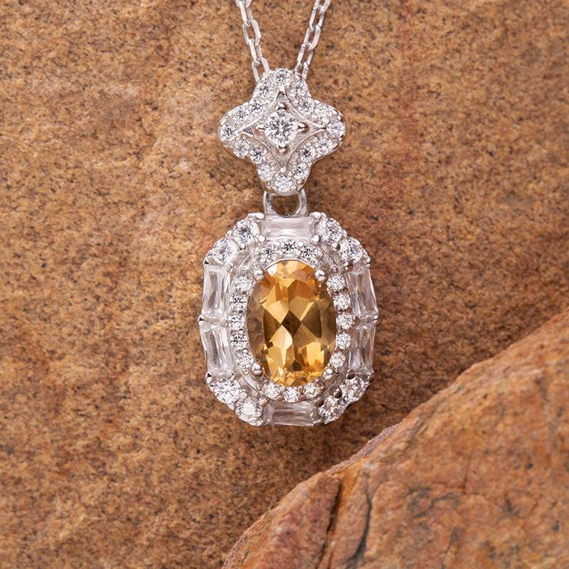 Natural Color Treasure Amethyst Citrine Ring Women'S S925 Sterling Silver Pendant Light Luxury High-End Jewelry