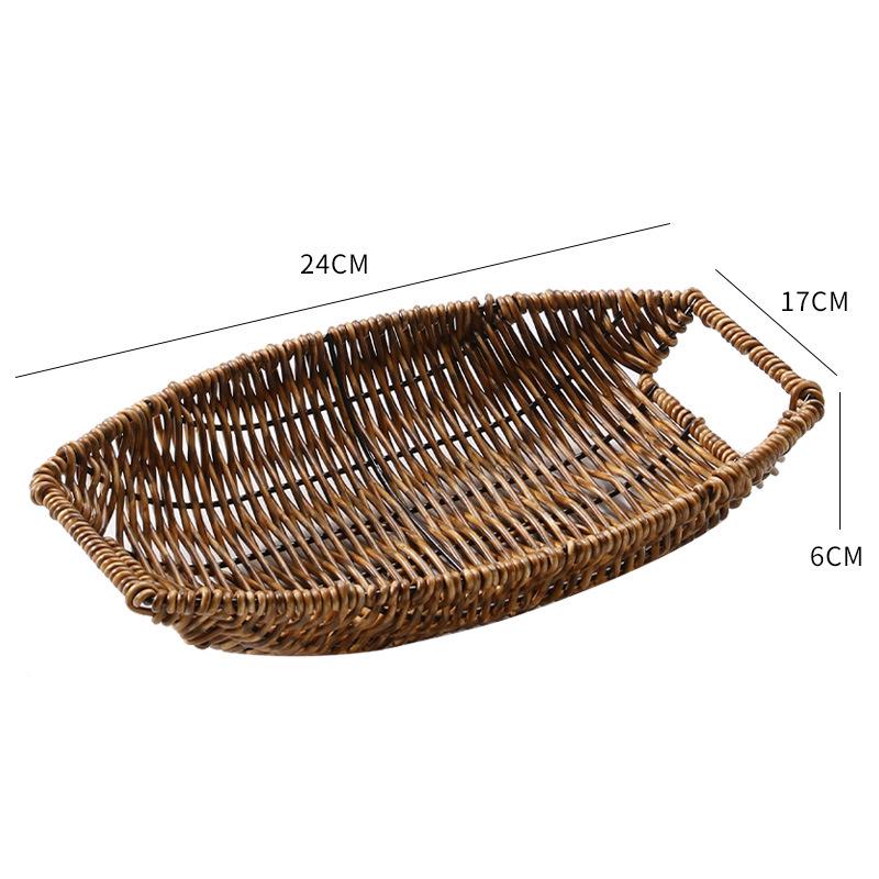 Nordic Style Plastic Rattan Woven Snack Basket for Coffee Table