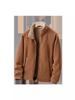 2025 Men's Stand Collar Fleece Jacket for Autumn/Winter - Solid Color, Extra Warmth, Ideal for Middle-aged and Elderly