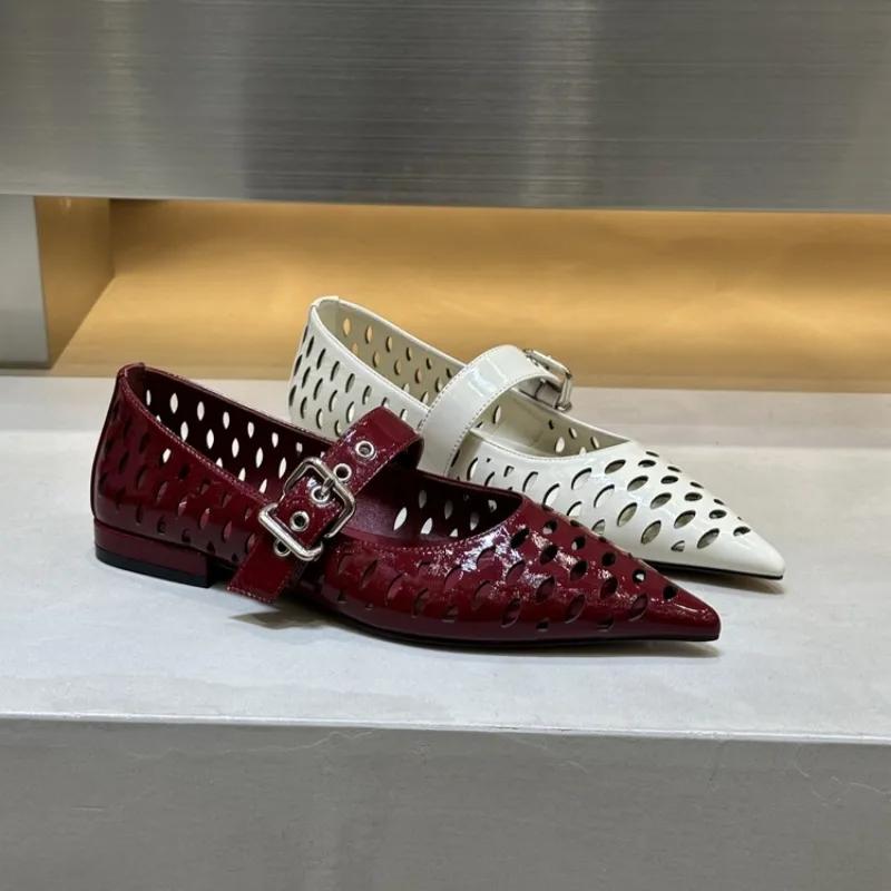 Women Sandals Pointed Toe Flats Hollow Loafers Shoes Fashion Elegant Summer Woman Shoes Brand Casual Cozy Chaussure Femme