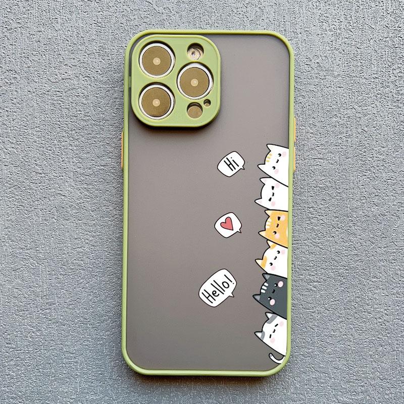 Cute Funny Cartoon Cat Phone Case for iPhone 15 14 Pro Max Plus 13 12 11 Pro Max Mini XS XR X 8 7 Plus SE2 Shockproof Back Cover