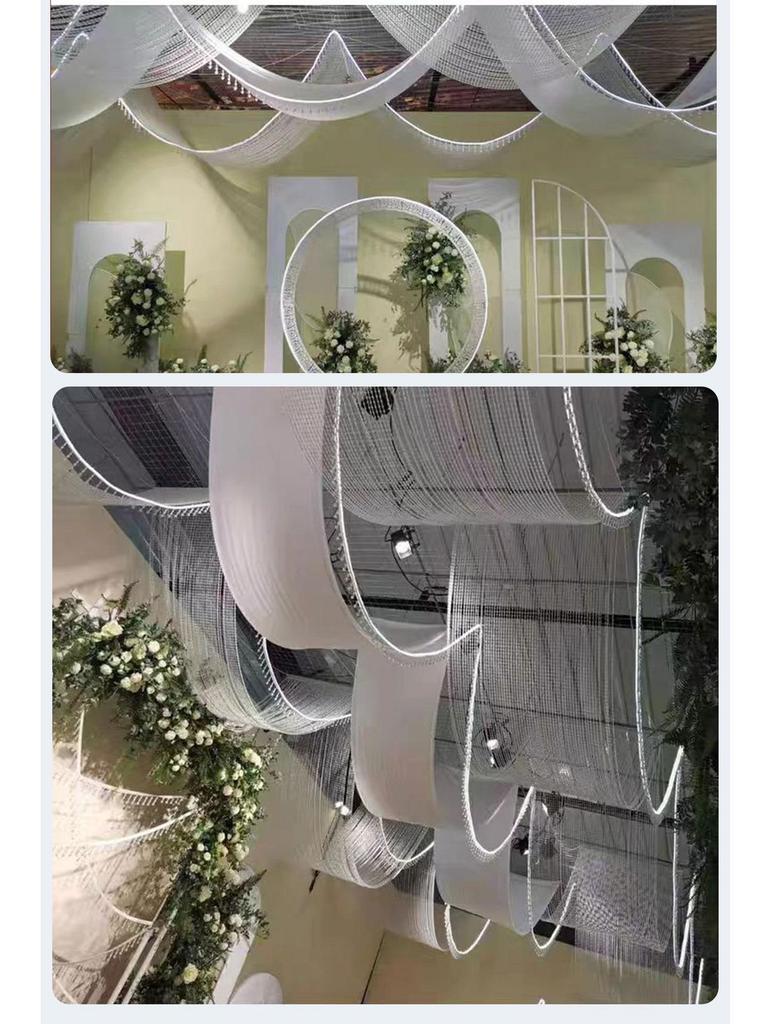 Crystal Beaded Wedding Ceiling Decoration - Acrylic Curtain with Flowing Water Pearl Chain
