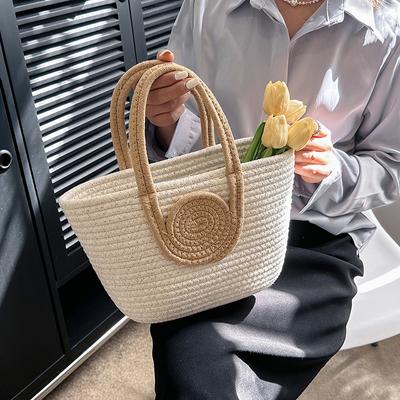 New Large Capacity Girls Braided Straw Women's Commuter Tote Bag