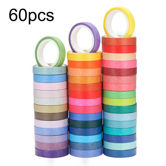 60 Rolls Washi Tape 8mm Wide Rainbow Colored Painters Masking Tape Colorful Decorative