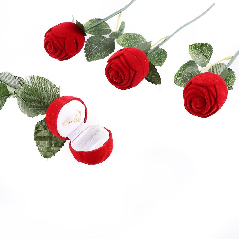 Boxes Velvet Display Pendant Necklace Engagement Flower Storage Box Rose Jewelry Gift Ring
