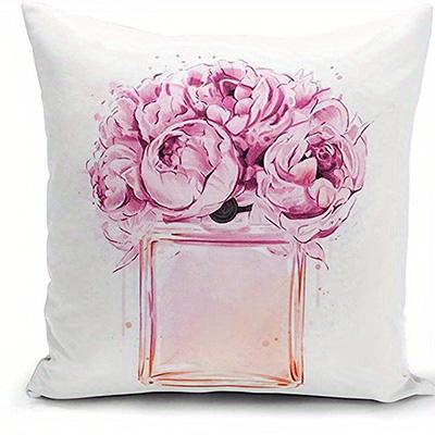 Floral Perfume Inspired Doublesided Printed pillow cover Short plush Suitable living rooms bedrooms sofas throw cushion cover