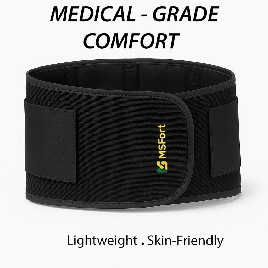 MSFORT Back Support Belt for Lower Back Pain Relief (26–34 Inch, S–L) | Adjustable Lumbo Sacral Brace for Sciatica, Spine Support & Daily Comfort