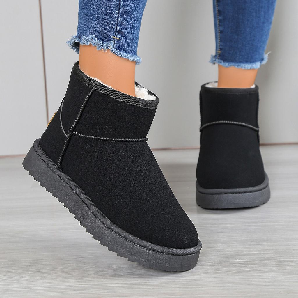 Thick-soled snow boots women's 2025 new autumn and winter fur integrated short tube high-soled warm waterproof cotton shoes
