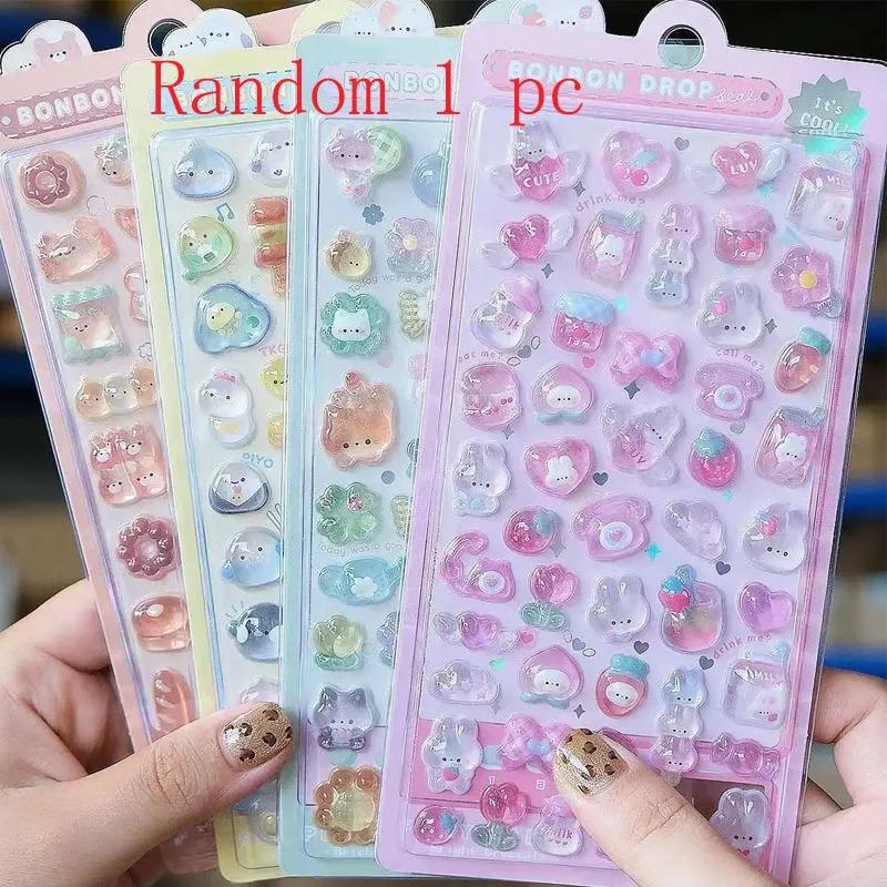 /*Kawaii 3D Jelly Hars Stickers Leuke Cartoon Glanzend Transparante Stickers voor Scrapbooking Telefoonhoesje Laptop DIY Decor.. gray