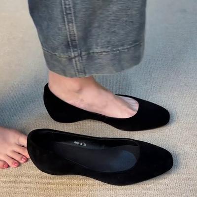 Sheepskin Version~ Autumn Outer Wear Commuting Simple Temperament Round Head Inner Height Increase Versatile Soft Sole Dormitory Women's Shallow Mou