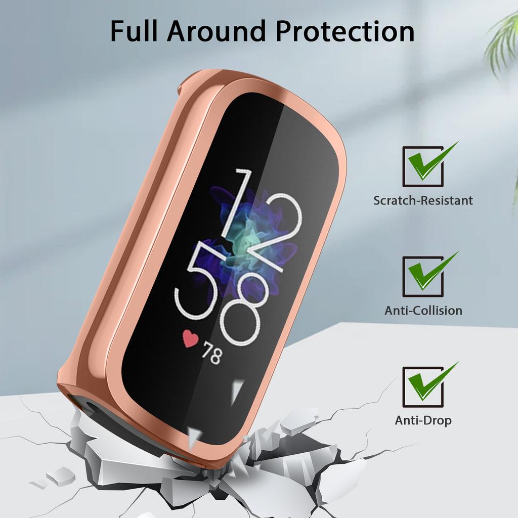 Protective Case For Fitbit Luxe Full Screen Protector Cover Smart watch Bumper Soft TPU Plating Durable Case Shell Accessories