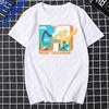 Men's Summer Earphones with Letter Print, Breathable and Comfortable Round Neck T-shirt, Outdoor Sports and Leisure Top