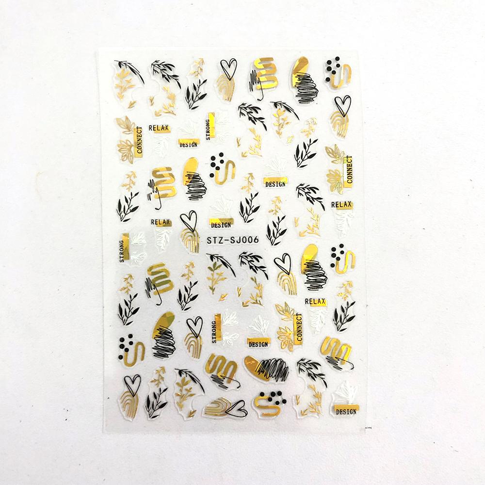 Linie abstractă Autocolante de unghii DIY pentru femei Fete Decoratiuni de artă pentru unghii Rose Gold Spring Slidere 3D pentru manichiură Autocolante