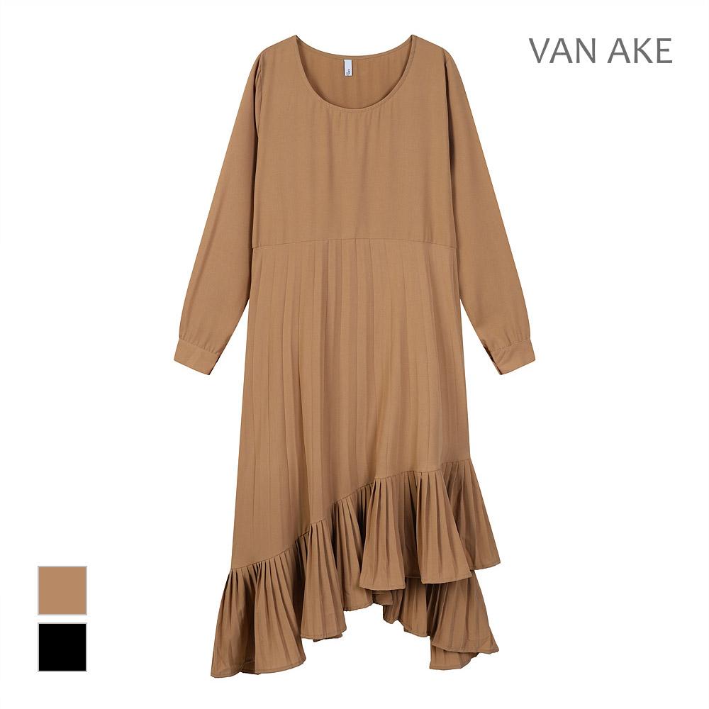 VANAKE Asymmetrical Hem Pleated Dress_Vb3Zopug01Z