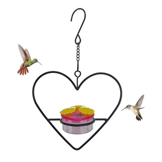 Hängender Kolibri-Futterspender für draußen, runder Vogelfutterspender in Herzform mit 3 Futteröffnungen, ameisen- und bienensicherer Kolibri-Futterspender für die Veranda/Terrasse