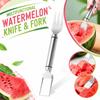 Multifunctional Kitchen Tool 2 in 1 Watermelon Cutter and Fork Stainless Steel Fruit Slicer and Server for Easy Fruit Preparation and Serving