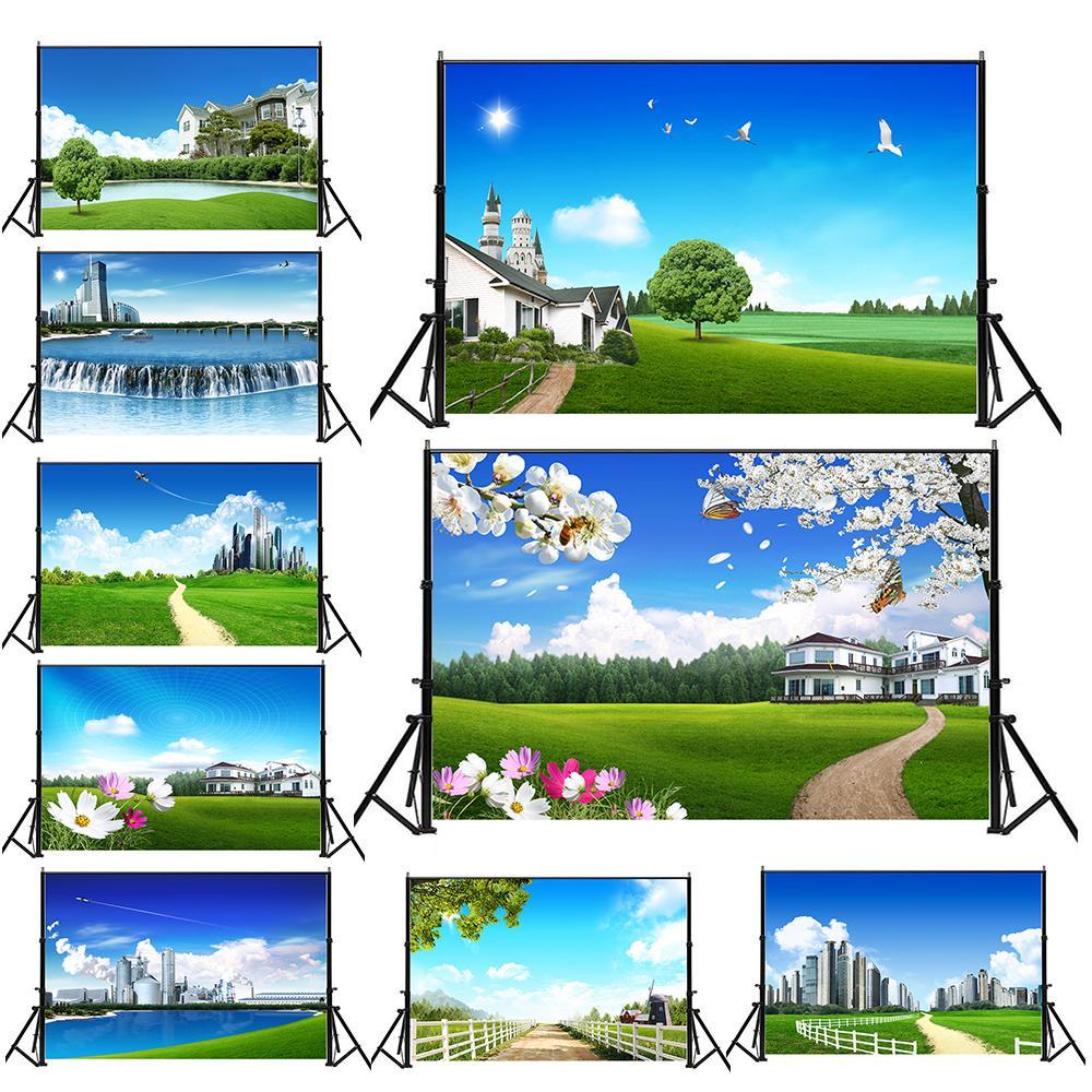Landscape Backdrop with Blue Sky&White Clouds for Events,Parties,Studio Shoots,Outdoor Celebrations,Live Streaming