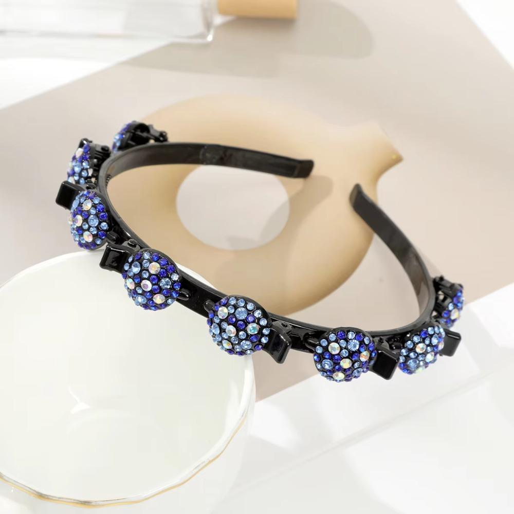 Rutschfeste Haarbänder mit Clips Süßer glänzender Haarreif Strass Pony Fixiertes Stirnband Weiblich