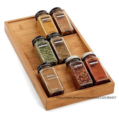 Étagère en Bois de Bambou à 3 Niveaux Porte-Épices de Bureau pour l'Organisation et le Rangement de la Cuisine Boîte de Rangement