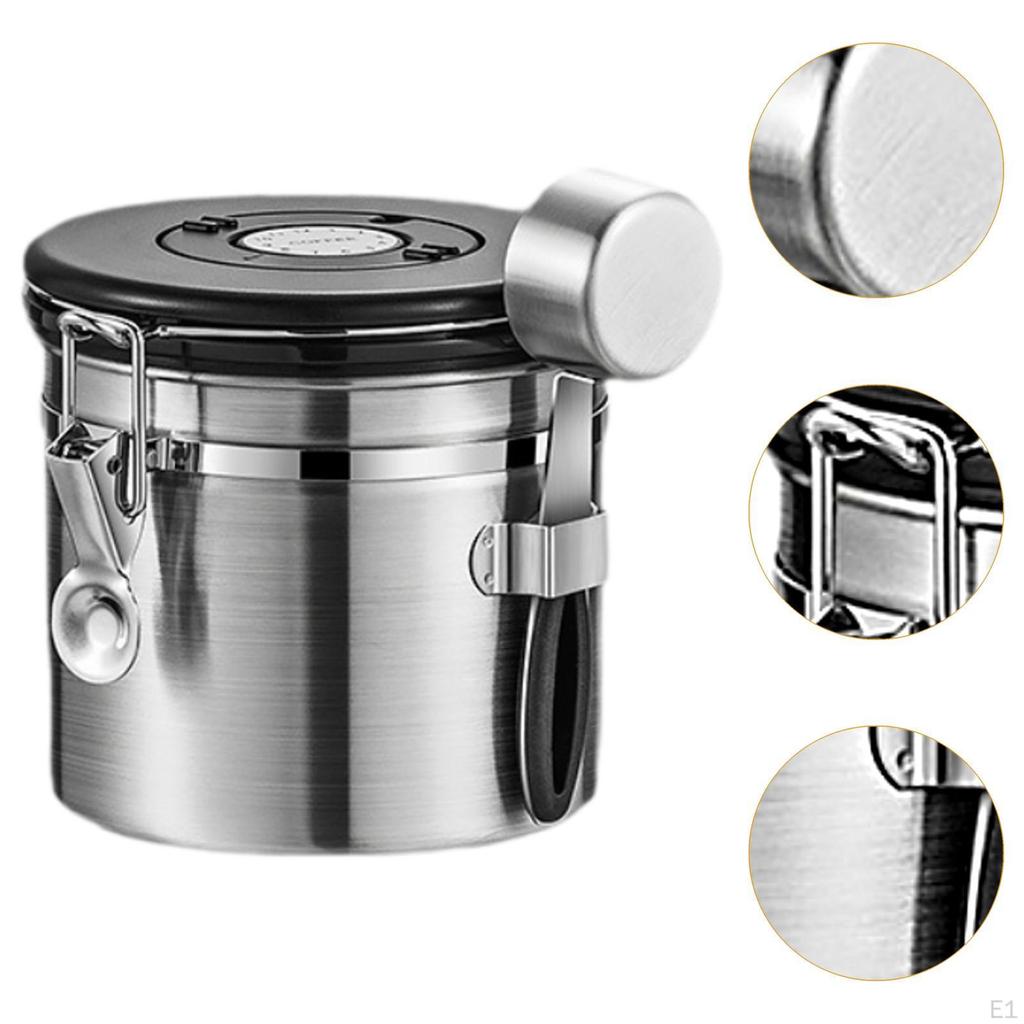 Coffee Canister Airtight Storage Container Stainless Steel Bean Jar with