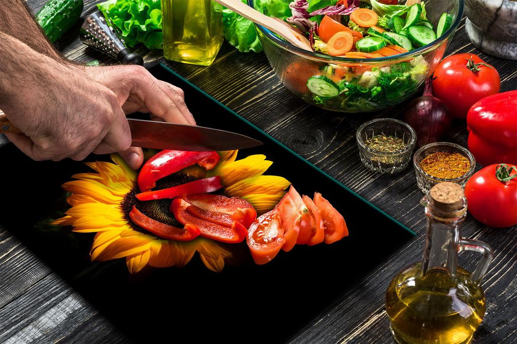 GLASS CUTTING BOARD 52x40 FLOWER