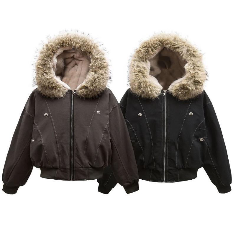 Buy Y2K American Cleanfit Fur Collar Imitation Mink Hooded Cotton