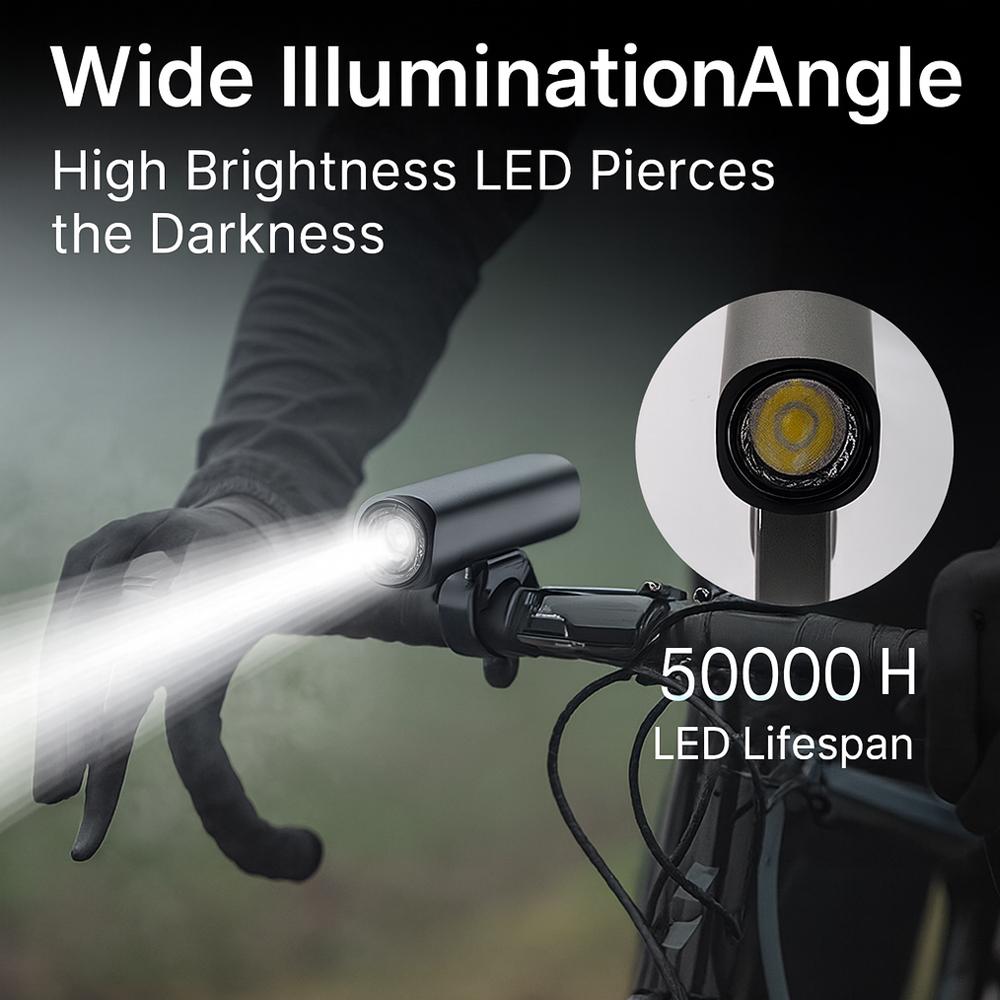 BC46 Powerful Bike Front Light 335LM/1200mAh USB Rechargeable/IP64 Waterproof/73m Beam/8 Modes LED Bicycle Headlight