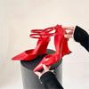 Fashion Red Cherry Wedge High Heels 2024 Pointed Toe Sexy Fashion Mary Jane Pumps Old Money Shoes For Women Ladies