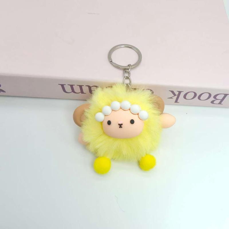 Creative plush cartoon sheep fur ball plush keychain pendant doll doll school bag pendant