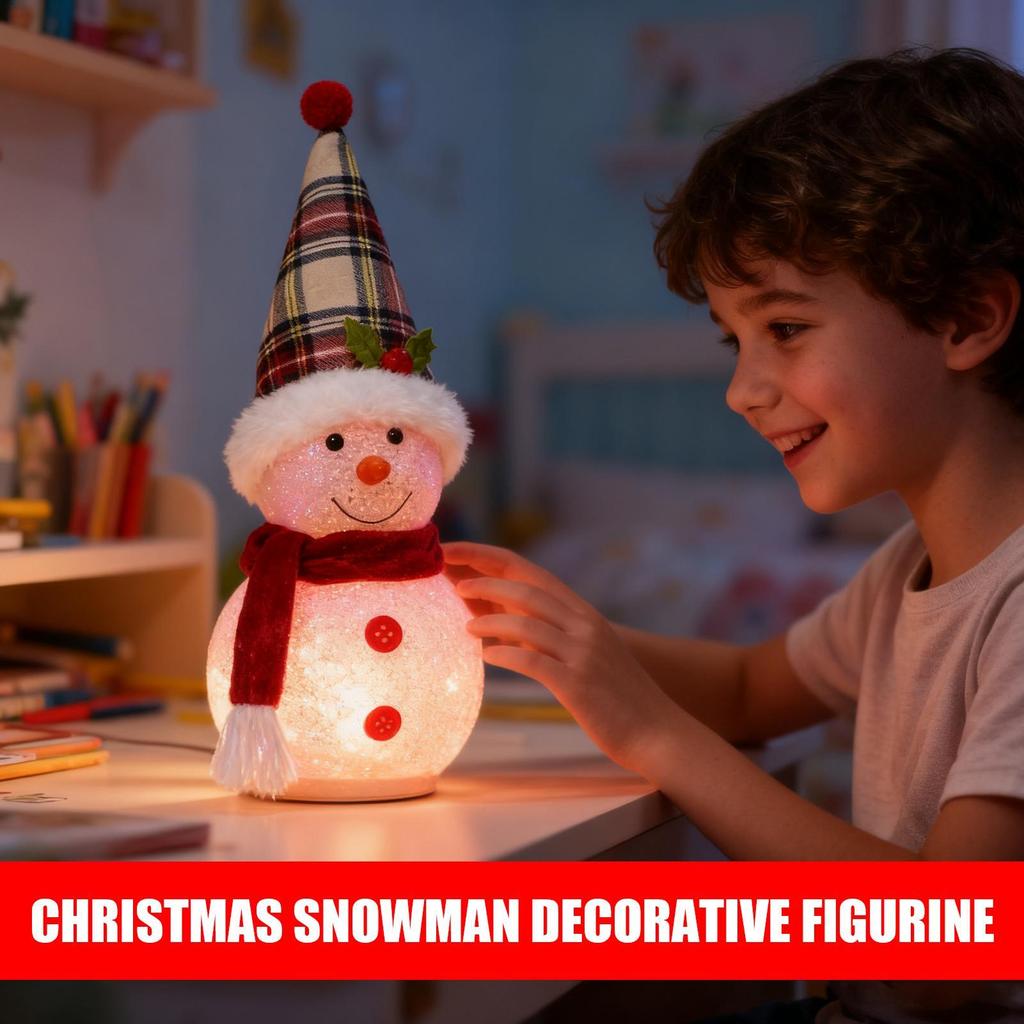 Christmas Snowman Decorations Indoor Holiday Decoration With LED Light Rustic Festive Doll For Home Office Bedroom Bookshelf