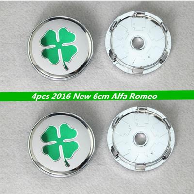 4pcs 60mm Alfa Romeo Quatrefoil Green Car Wheel Center Hub Cap and Wheel Dust-proof Badge Emblem Covers