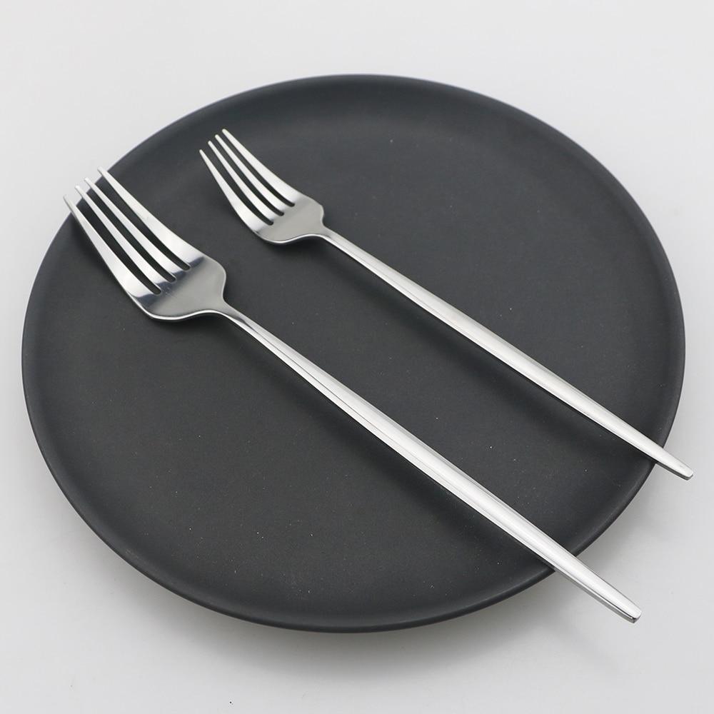 6Pcs One Set Mirror Stainless Steel Cutlery Set Gold Kitchen Tableware Set Knife Fork Spoon Dinner Set Silverware Dinnerware Set