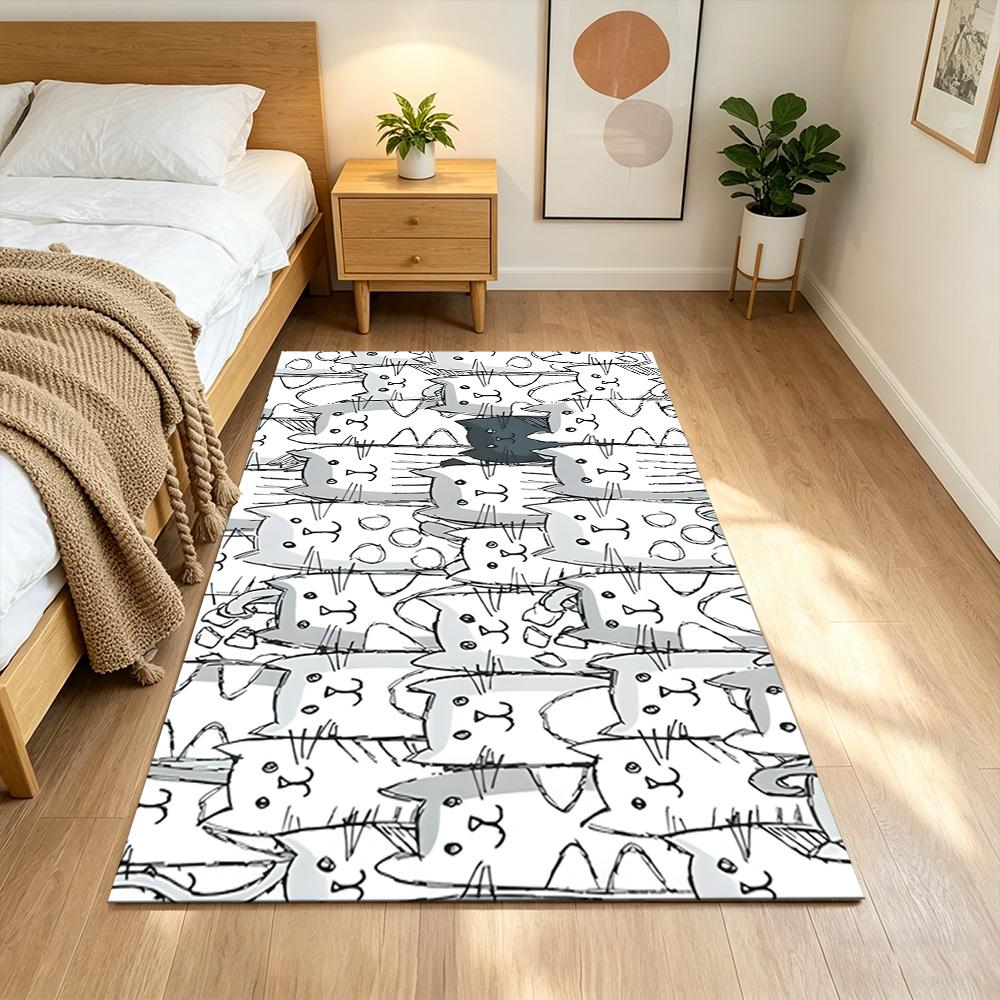 Cute Cat Square Carpet Rug Non-slip Rug for Living Room, Bedroom, Study Room, Hallway Decoration, Perfect for Home Decoration or Holiday Gifts