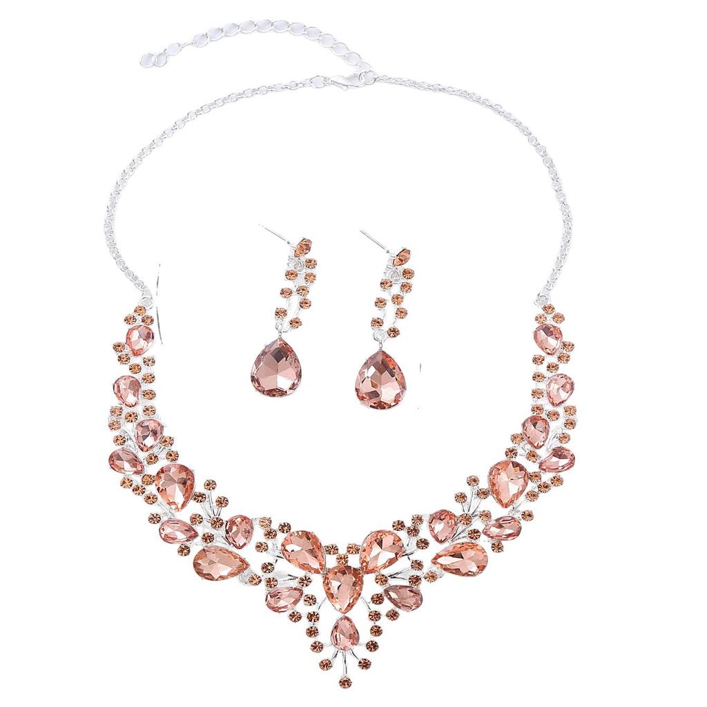 Atmospheric Bridal Necklace Earrings Zircon Wedding Jewelry Set Wedding Dress Evening Dress Accessories Wedding Banquet Jewelry