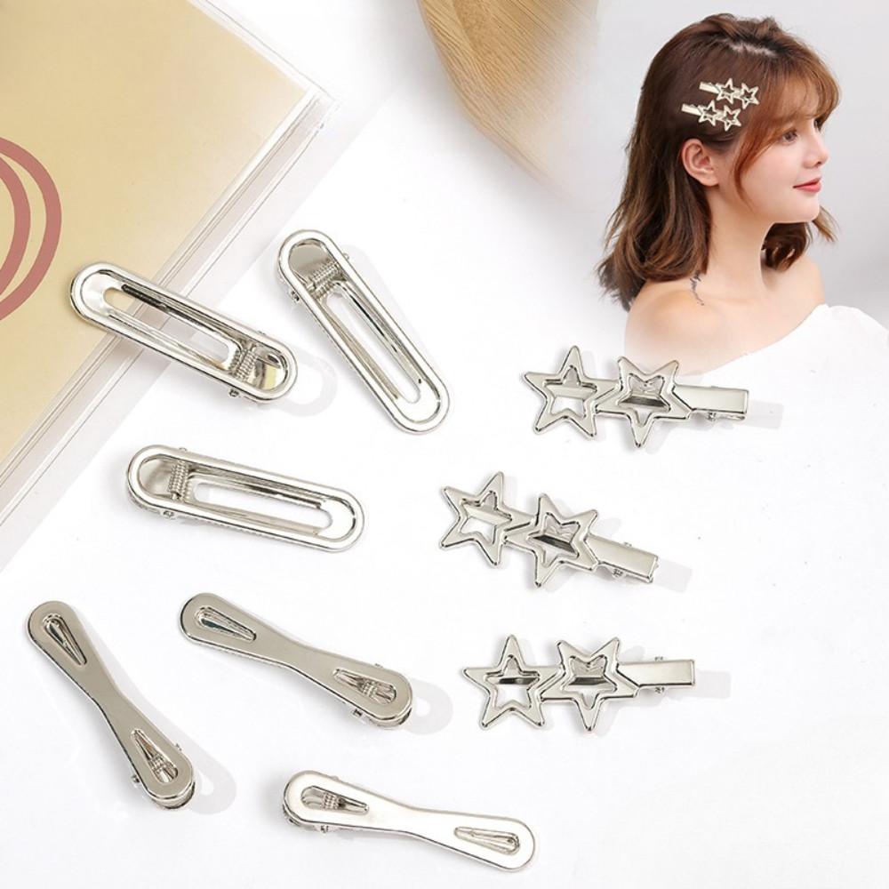 8PCS Metal Hair Clips Silver Bangs Clips Set Non-Slip Grip for Fine Hair Styling