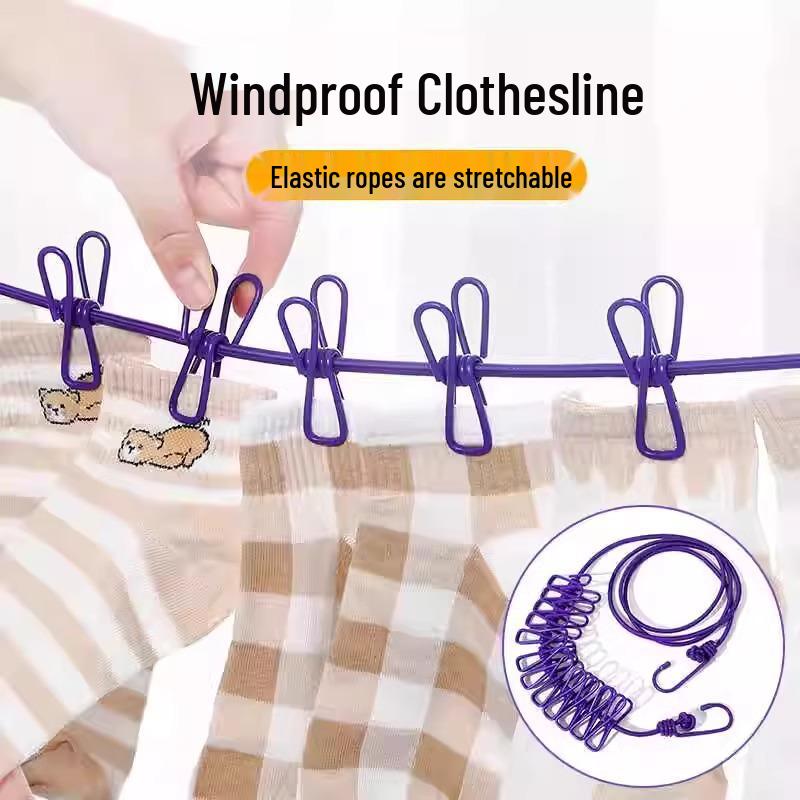 Portable Windproof Travel Clothesline for Indoor and Outdoor Use