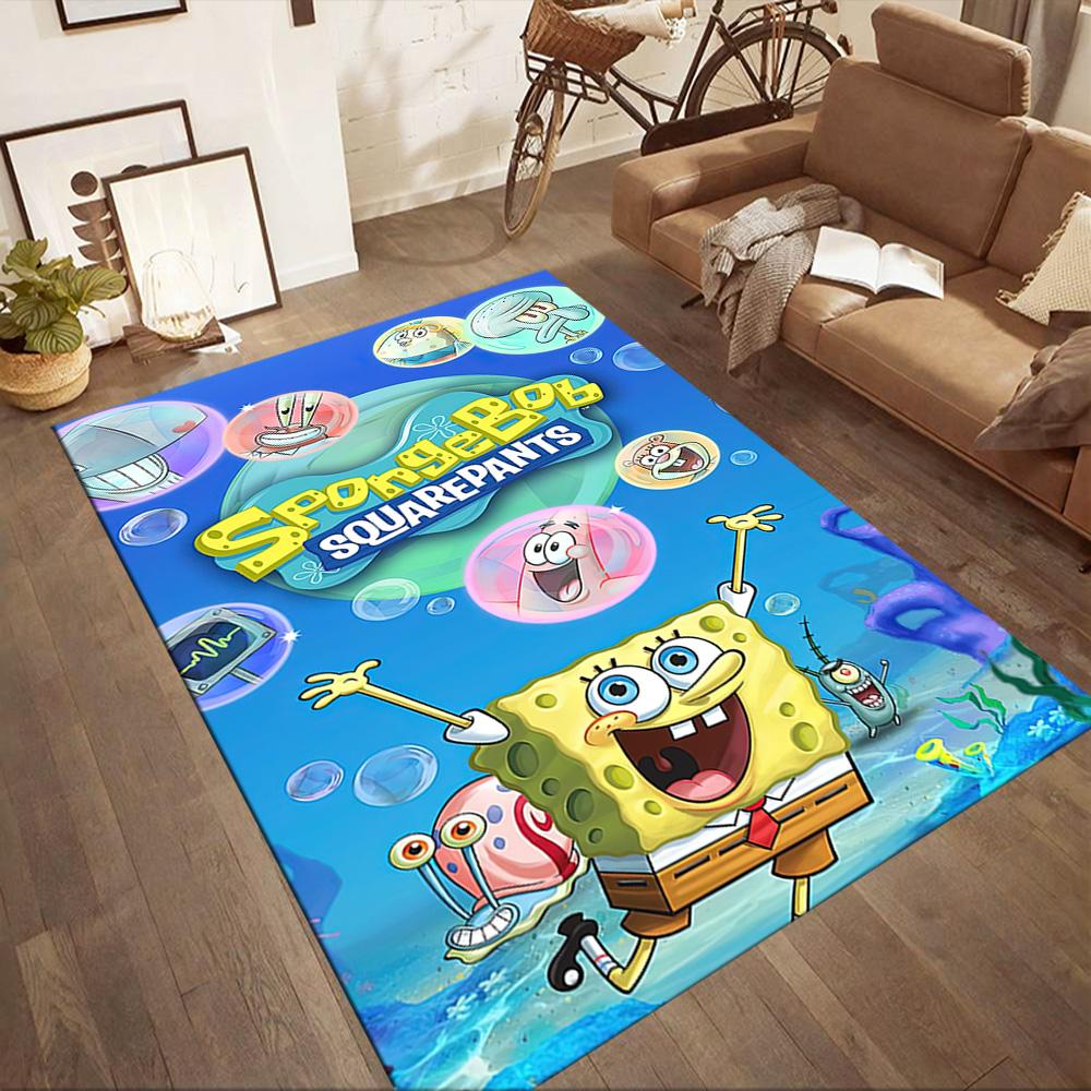 Spongebob Movie Night Square Rugs Are a Great Choice for Living Rooms, Bedrooms, Home Décor, and As Gifts.