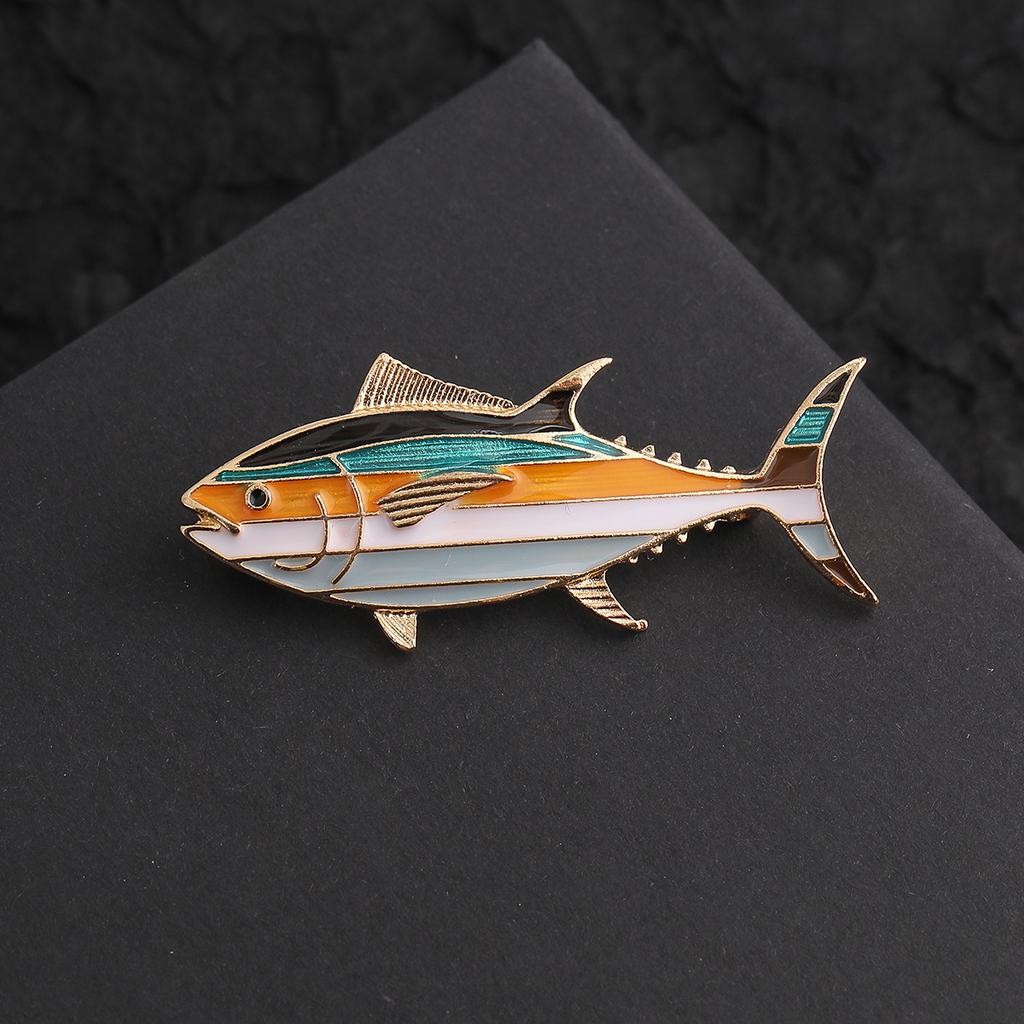 New European and American Fashion Oil Dripping Tuna Brooch Ocean Art Cartoon Corsage Women's Pin Badge