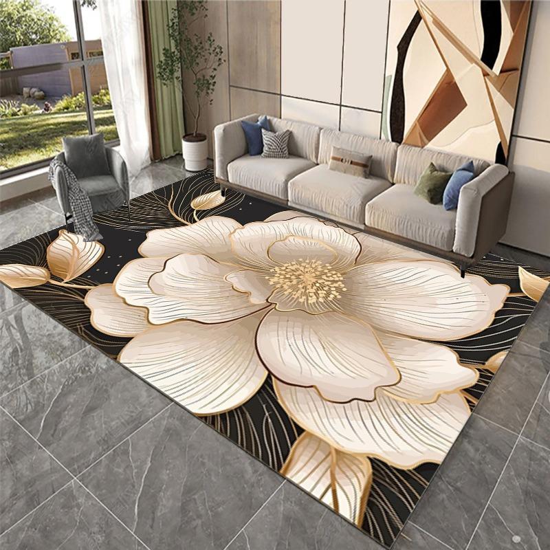 Koberec ve stylu Evropy se zlatými květy Obývací pokoj Pohovka Ložnice Noční stolek Pracovna Vstupní dveře Rohožka Protiskluzová Lehký luxus Domácí dekorace Podložka