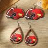 Creative Sporty Drip Olive Rugby Helmet Wooden Earrings for Women