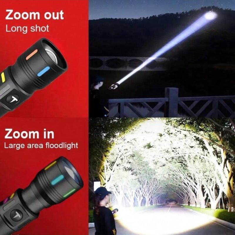 New Powerful LED Flashlight Rechargeable Portable Torch Outdoor Hiking Emergency Light White Laser Flashlight