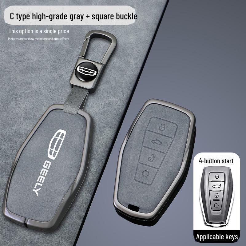 Geely Schlüsselhülle für GL, Emgrand S, Xingyue L, Boyue, Xingrui, Icon, Binyue Cool, Vision X6 - Schnallenetui (Männlich)